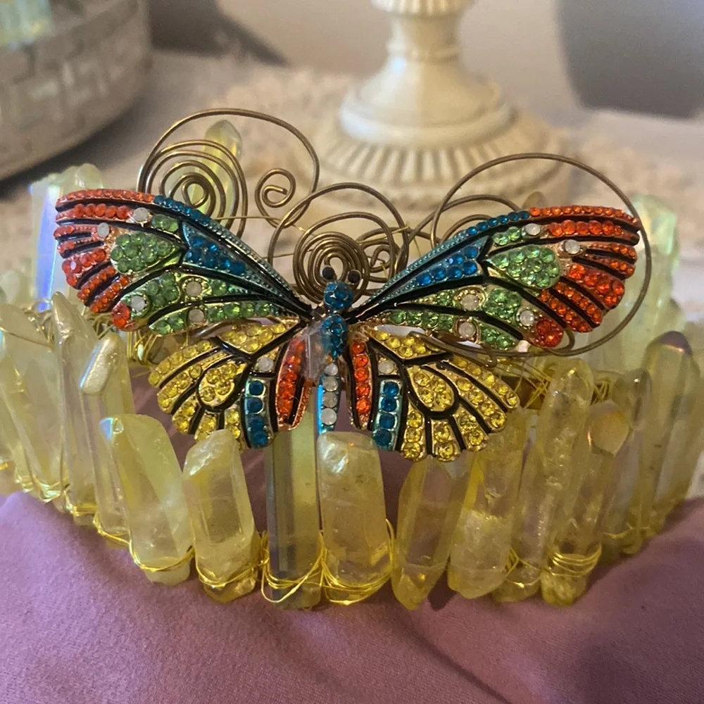 Mabon May Queen crystal crown with aurora aura flash Beltane Festival Stunning - Picture 1 of 8